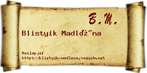 Blistyik Madléna névjegykártya